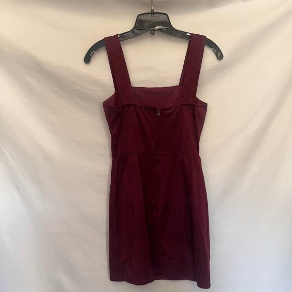 MI AMI Faux Suede Jumper Dress Sz XS Burgundy Y2k Dark Academia Retro Stretchy - Picture 6 of 12